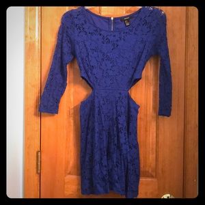 Blue lace dress with cut outs